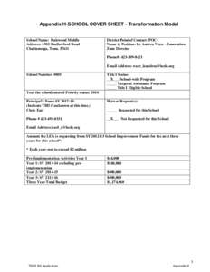 Appendix H-SCHOOL COVER SHEET - Transformation Model