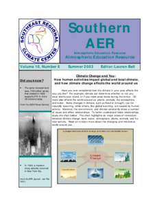 Southern AER Atmospheric Education Resource Atmospheric Education Resource Volume 10, Number 6