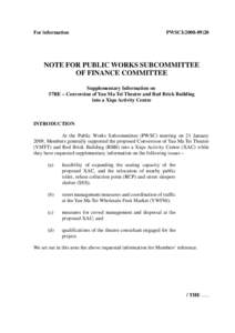 For information  PWSCI[removed]NOTE FOR PUBLIC WORKS SUBCOMMITTEE OF FINANCE COMMITTEE