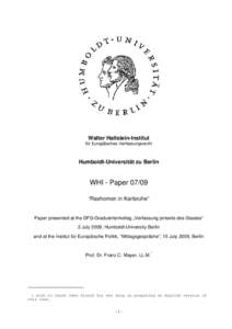 Walter Hallstein-Institut für Europäisches Verfassungsrecht Humboldt-Universität zu Berlin  WHI - Paper 07/09