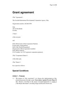 Page 1 of 10  Grant agreement (The 