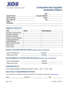 15 Tech Valley Drive, East Greenbush, NYComprehensive Supplier Evaluation Report Date