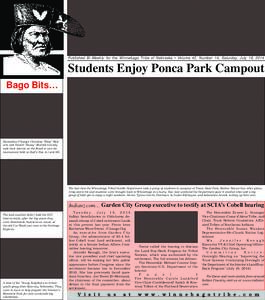 Published Bi-Weekly for the Winnebago Tribe of Nebraska • Volume 42, Number 14, Saturday, July 19, 2014  Students Enjoy Ponca Park Campout Bago Bits…  Horseshoe Champs Christian “Bitty” Roberts and Daniel “Buzz