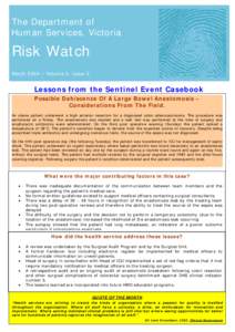 The Department of Human Services, Victoria Risk Watch March 2004 – Volume 2, Issue 3