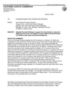 California Coastal Commission Revised Staff Report and Recommendation Regarding Report to Los Angeles County on Marina del Rey Periodic LCP Review (Adopted Revised Findings)