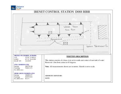 IRENET CONTROL STATION D088 BIRR  IRENET-95 COORDS. (ETRF89) LAT 53 05’ LONG.