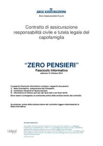 Arca Assicurazioni S.p.A.  Contratto di assicurazione responsabilità civile e tutela legale del capofamiglia