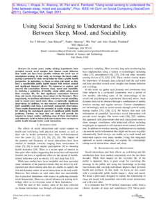 Using Social Sensing to Understand the Links between Sleep, Mood, and Sociability