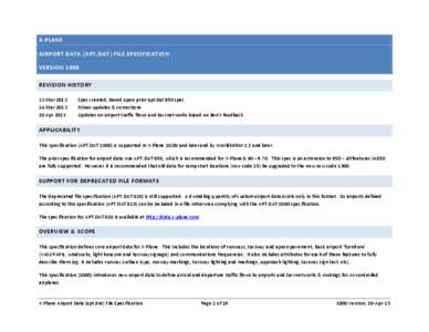 X-PLANE AIRPORT DATA (APT.DAT) FILE SPECIFICATION VERSION 1000 REVISION HISTORY 12 Mar[removed]Mar 2012