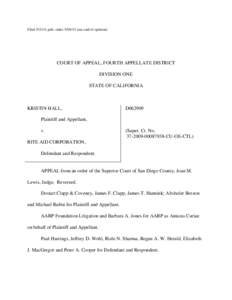Filed[removed]; pub. order[removed]see end of opinion)  COURT OF APPEAL, FOURTH APPELLATE DISTRICT DIVISION ONE STATE OF CALIFORNIA
