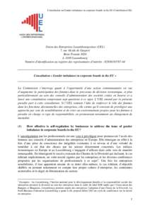 Consultation on Gender imbalance in corporate boards in the EU-Contribution UEL  Union des Entreprises Luxembourgeoises (UEL) 7, rue Alcide de Gasperi Boite Postale 3024 L-1030 Luxembourg