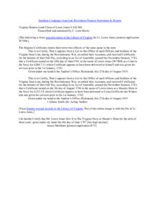 Southern Campaign American Revolution Pension Statements & Rosters Virginia Bounty-Land Claim of Lewis Jones VAS1304 Transcribed and annotated by C. Leon Harris [The following is from rejected claims in the Library of Vi