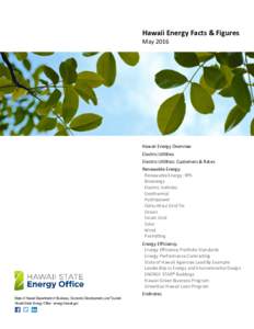 Hawaii Energy Facts & Figures May 2016 Hawaii Energy Overview Electric Utilities Electric Utilities: Customers & Rates