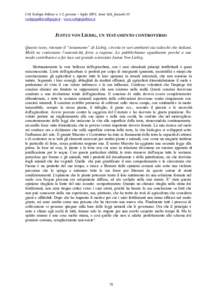 CNS Ecologia Politica n. 1-2, gennaio – luglio 2003, Anno XIII, fascicolowww.ecologiapolitica.it JUSTUS VON LIEBIG, UN TESTAMENTO CONTROVERSO Questo testo, ritenuto il “testamento” d