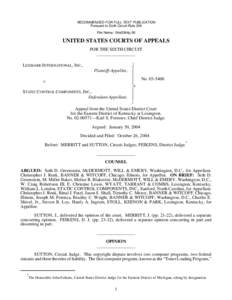 RECOMMENDED FOR FULL-TEXT PUBLICATION Pursuant to Sixth Circuit Rule 206 File Name: 04a0364p.06 UNITED STATES COURTS OF APPEALS FOR THE SIXTH CIRCUIT