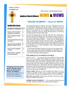 Volume 6, Issue 2 OCTOBER 2013 Diocese of Saskatoon  Anglican Church Women