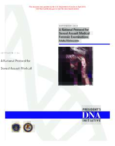 A National Protocol for Sexual Assault Medical Forensic Examinations, Adults/Adolescents