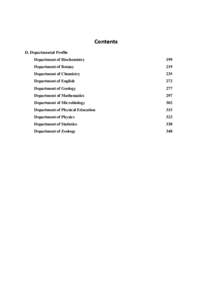 Contents  D. Departmental Profile    Department of Biochemistry