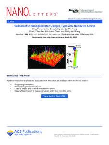 Nanotechnology / Engines / Nanogenerator / Condensed matter physics / Zinc oxide / Atomic force microscopy / Piezoelectricity / Threshold voltage / Nanowire / Chemistry / Materials science / Microtechnology