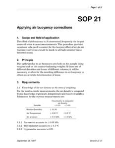 Page 1 of 5  SOP 21 Applying air buoyancy corrections 1.