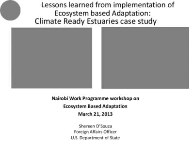 Lessons learned from implementation of Ecosystem based Adaptation: Climate Ready Estuaries case study  Nairobi Work Programme workshop on