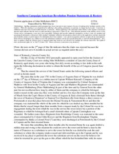 Southern Campaign American Revolution Pension Statements & Rosters Pension application of John McRoberts R8872 Transcribed by Will Graves f13VA[removed]