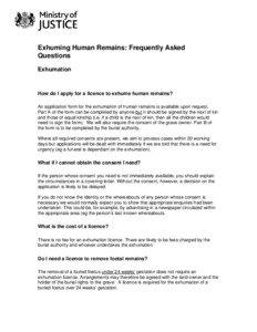 Exhuming human remains - frequently asked questions