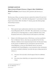 Open General Export Licence (Export After Exhibition: Dual-Use Items) dated 13 June 2012
