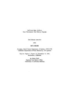 Oral communication / Oral history / Regional Oral History Office / Sacramento /  California / California Department of Water Resources / United States Department of State / Geography of California / California / Historiography