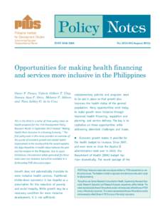 Philippine Institute for Development Studies Surian sa mga Pag-aaral Pangkaunlaran ng Pilipinas  Policy Notes