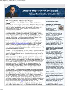 ROC MONTHLY NEWS UPDATE - OCTOBER 2005