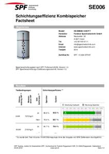 SE006 Schichtungseffizienz Kombispeicher Factsheet Allgemeines Modell Hersteller