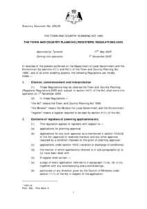 Statutory Document No[removed]THE TOWN AND COUNTRY PLANNING ACT 1999 THE TOWN AND COUNTRY PLANNING (REGISTERS) REGULATIONS 2005 Approved by Tynwald