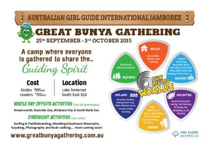 Australian Girl Guide International Jamboree  Great Bunya Gathering 25th September - 3rd October 2015 SPLAT