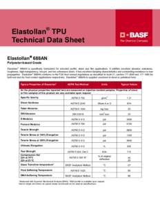 Elastollan® TPU Technical Data Sheet Elastollan 688AN Polyester-based Grade Elastollan 688AN is specifically formulated for extruded profile, sheet and film applications. It exhibits excellent abrasion resistance,