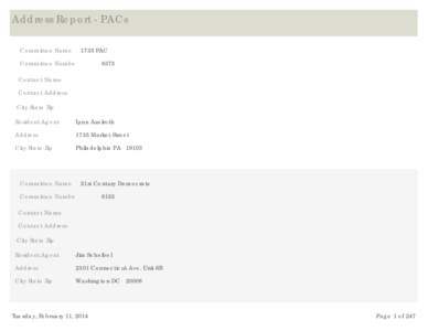 Address Report -out of state PACs