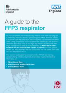 England  A guide to the FFP3 respirator An FFP3 respirator should be worn by frontline staff when carrying out a potentially infectious aerosol‑generating procedure. Where a patient
