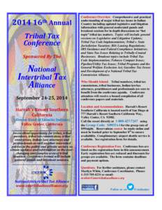 2014 16th Annual Tribal Tax Conference Sponsored By The  National