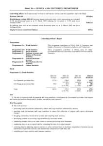 Head 26 — CENSUS AND STATISTICS DEPARTMENT Controlling officer: the Commissioner for Census and Statistics will account for expenditure under this Head. Estimate 2003–04 ..............................................