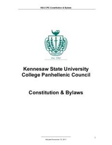 KSU CPC Constitution & Bylaws  Kennesaw State University College Panhellenic Council Constitution & Bylaws