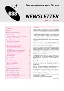 EUROPEAN ASTRONOMICAL SOCIETY  NEWSLETTER Issue 23.  June 2002