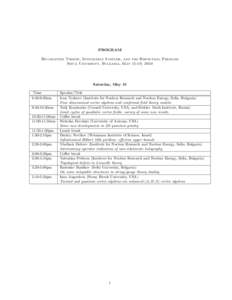 PROGRAM Bifurcation Theory, Integrable Systems, and the Bispectral Problem Sofia University, Bulgaria, May 15-19, 2010 Saturday, May 15 Time