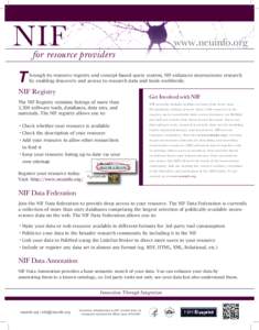 NIF  www.neuinfo.org for resource providers