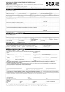 APPLICATION FOR OPENING OF SECURITIES ACCOUNT (INDIVIDUAL / JOINT) IMPORTANT: PLEASE READ INSTRUCTIONS OVERLEAF. ALL FIELDS ARE MANDATORY UNLESS STATED OTHERWISE (Faxed and scanned copies are not acceptable)