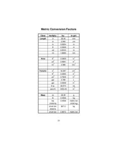 Metric Conversion Factors Class multiply:  by: