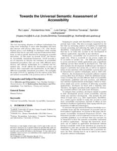 Towards the Universal Semantic Assessment of Accessibility ∗ †‡
