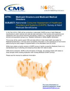 ATTN:  Medicaid Directors and Medicaid Medical Directors  SUBJECT: Nationwide Consumer Assessment of Healthcare