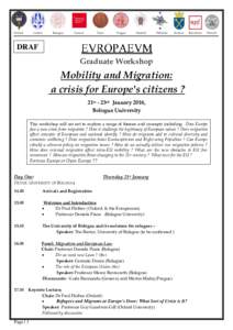 DRAF T Graduate Workshop  Mobility and Migration: