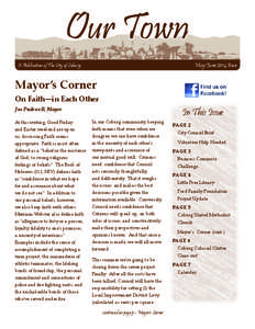 Our Town May/June 2014 Issue A Publication of The City of Coburg  Mayor’s Corner