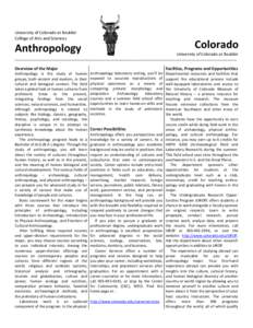 University of Colorado at Boulder College of Arts and Sciences Colorado  Anthropology